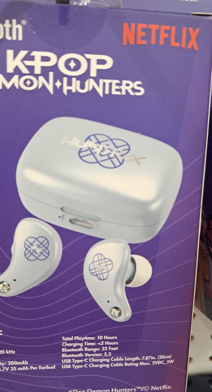 Netflix KPOP Demon Hunters True Wireless Earbuds — White with Purple Logo
